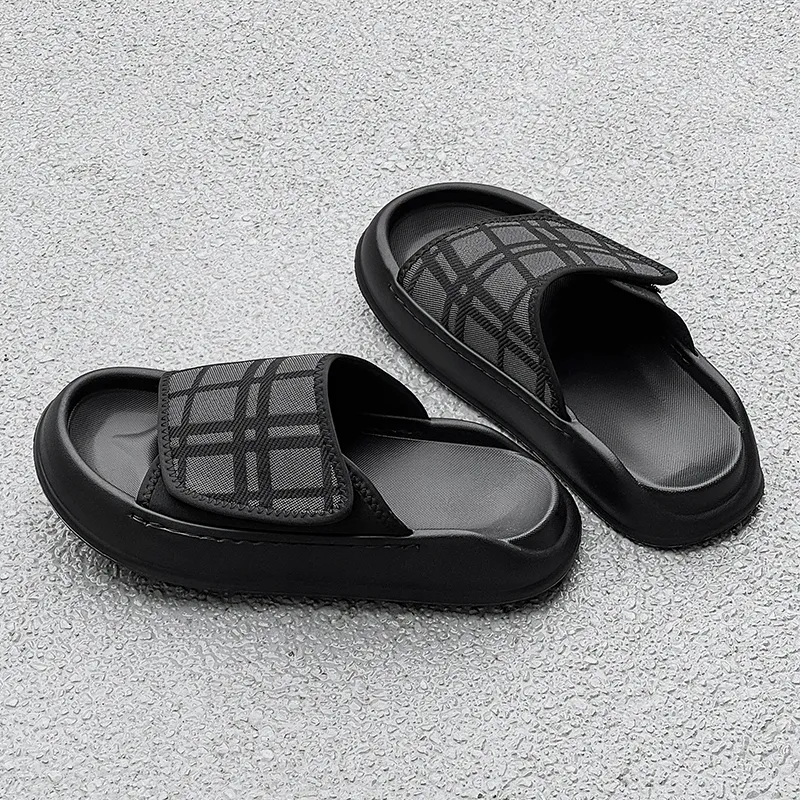 SOBB Slip Resistant Abrasion Resistant Cushioning Slide Slippers Men's Black-5