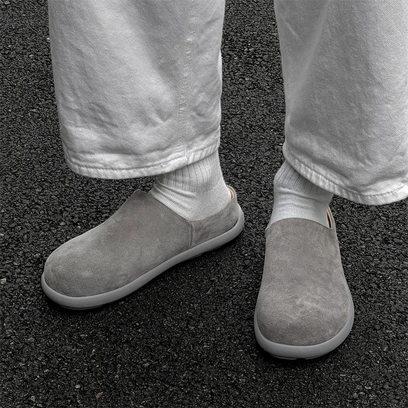 SOBB Rubber Sole Abrasion Resistant Slip Resistant Closed Toe Slippers Men's Gray-1