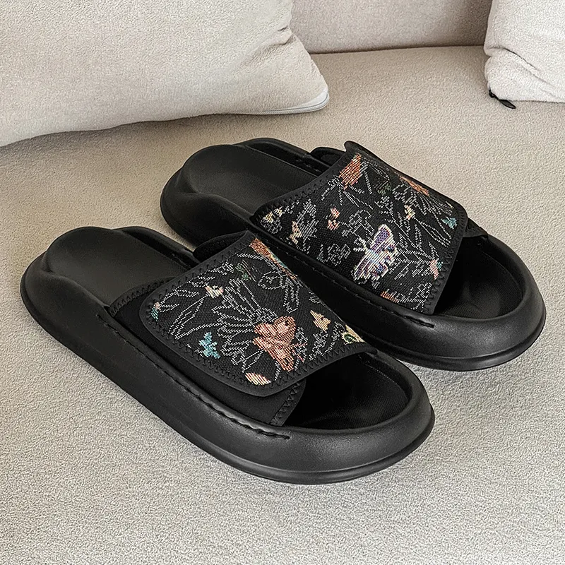 SOBB Rubber Foam Outsole Slip Resistant Abrasion Resistant Cushioning Slide Slippers Men's Black-2