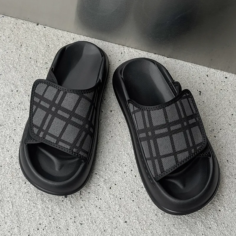 SOBB Slip Resistant Abrasion Resistant Cushioning Slide Slippers Men's Black-2