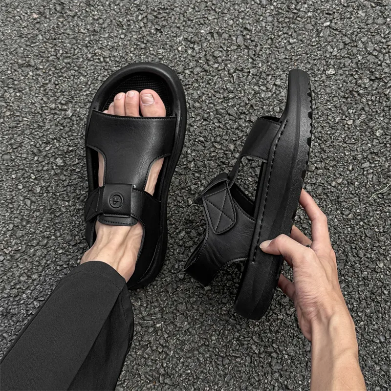 SOBB Beach Sandals Men Black/White-2