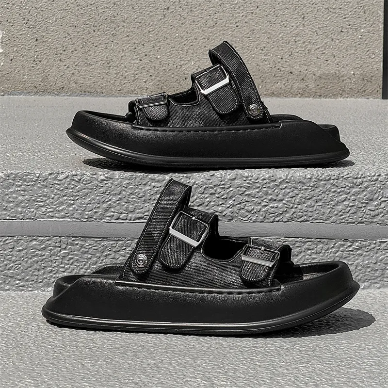 SOBB Beach Sandals Men Black/Blue-4