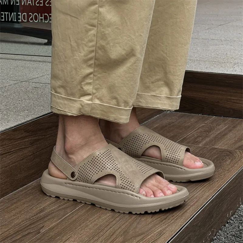 SOBB Beach Sandals Men Gray/Olive Green/Black-3