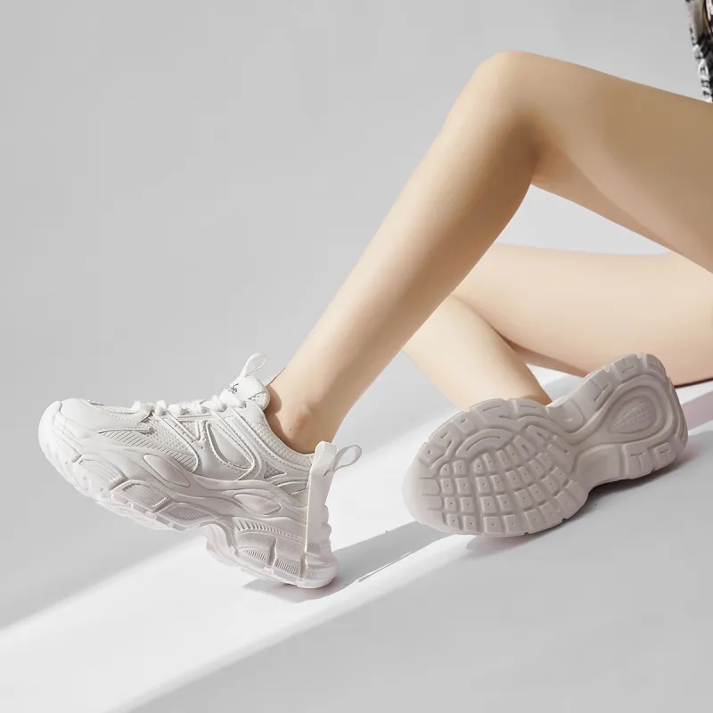 SOBB Cushioned Wear-Resistant Breathable Moisture-Wicking Low-Top Chunky Sneakers 4cm Women's-19