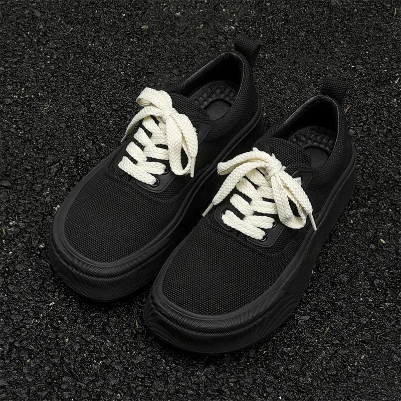 SOBB Waterproof Height Increase Low Top Skateboard Shoes Unisex Black-7