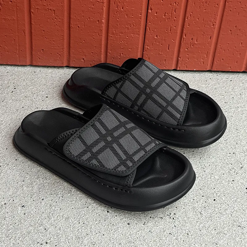 SOBB Slip Resistant Abrasion Resistant Cushioning Slide Slippers Men's Black-4