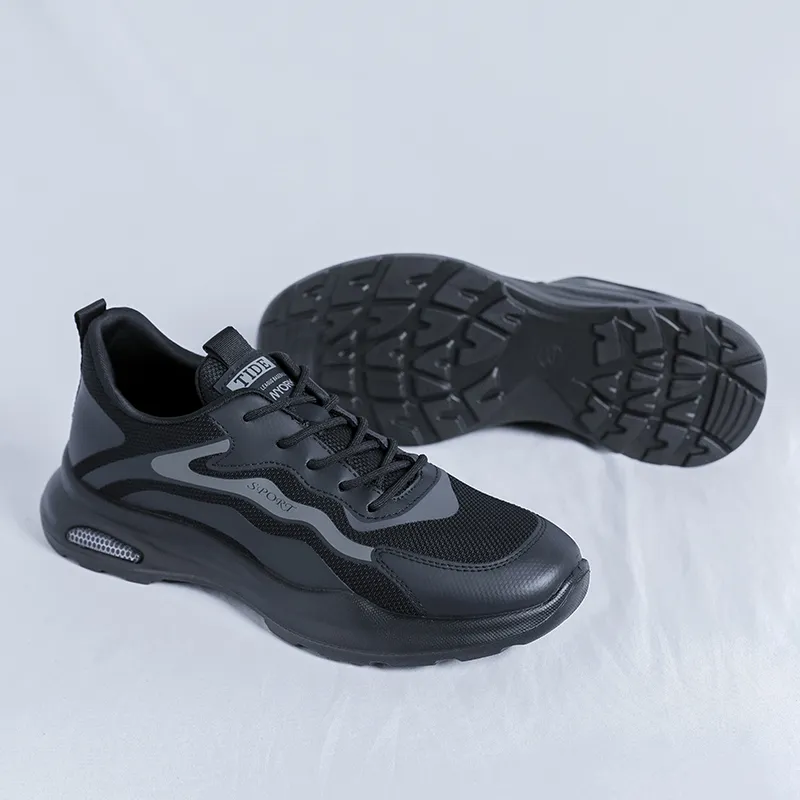 SOBB Shock Absorbers With Slip Resistant And Abrasion Resistant Properties Low Top Casual Shoes Men's Black-4
