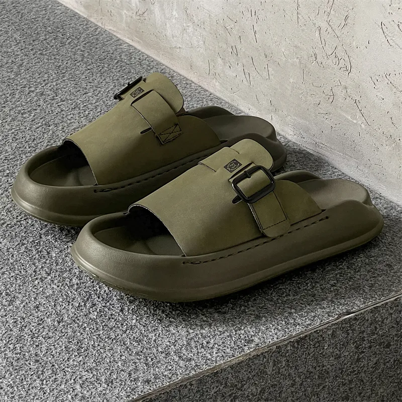 SOBB Rubber Sole Abrasion Resistant Cushioning Slide Slippers Men's-19