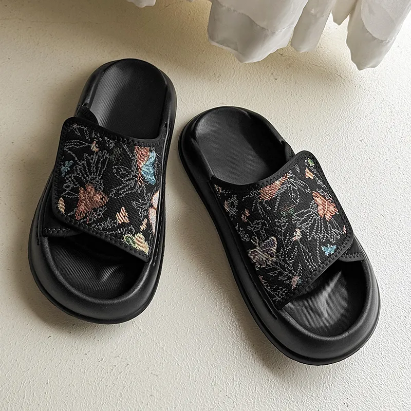 SOBB Rubber Foam Outsole Slip Resistant Abrasion Resistant Cushioning Slide Slippers Men's Black-3
