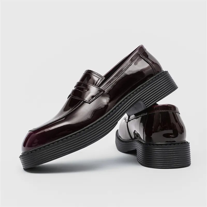 SOBB Loafers Men Black/Red/Brown/Green/Patent Leather/Blue/Purple/Charcoal Black/Gray-39