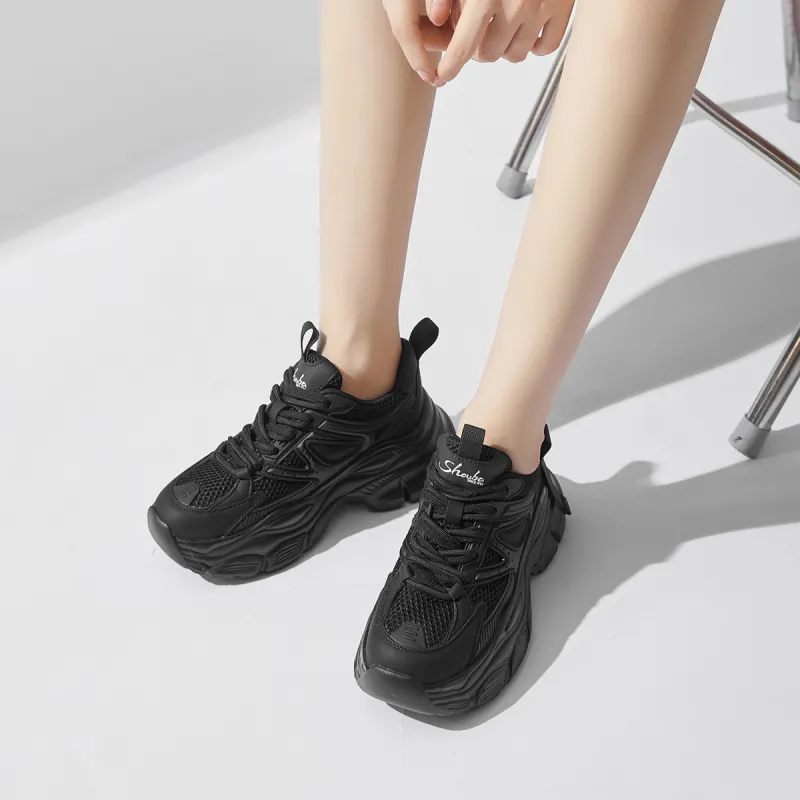 SOBB Cushioned Wear-Resistant Breathable Moisture-Wicking Low-Top Chunky Sneakers 4cm Women's-9