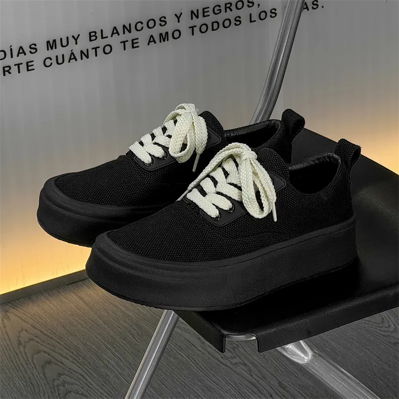 SOBB Waterproof Height Increase Low Top Skateboard Shoes Unisex Black-10