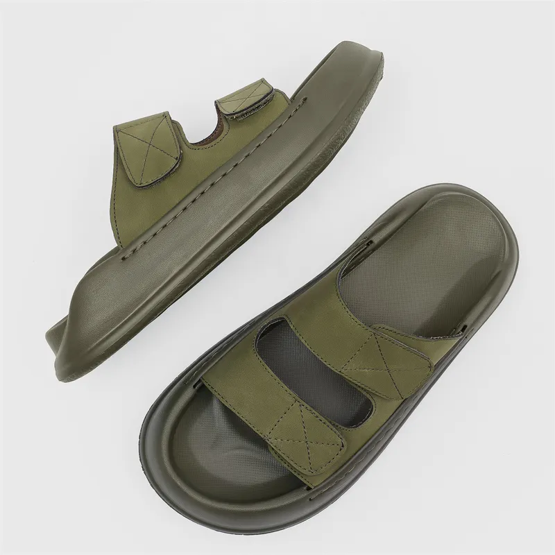 SOBB Slip Resistant Abrasion Resistant Cushioning Slide Slippers Men's Olive Green-5