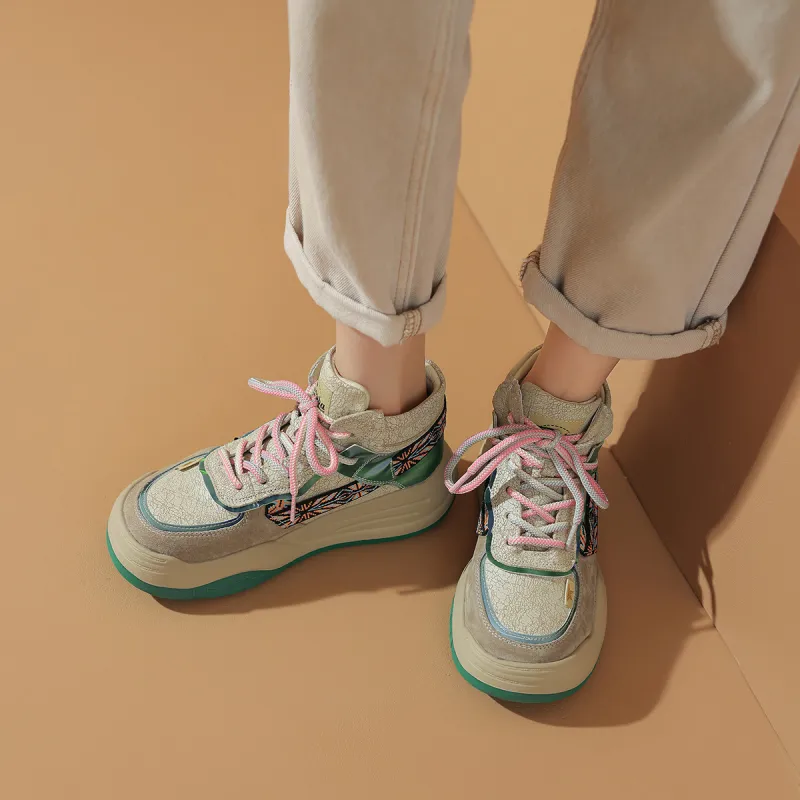 SOBB Cushioning, Slip Resistant, Abrasion Resistant, Waterproof, And Breathable High Top Casual Shoes 5cm Women's-9