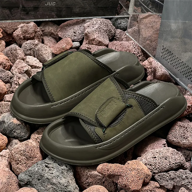 SOBB PU Polyurethane Slip Resistant Abrasion Resistant Cushioning Slide Slippers Men's-1
