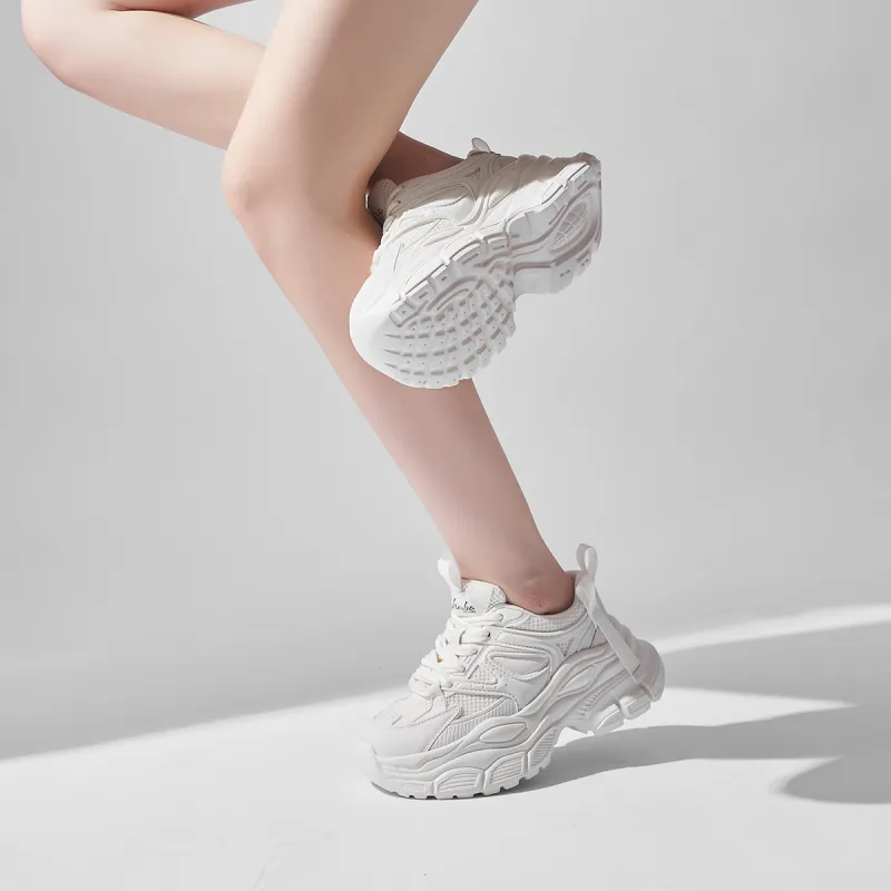 SOBB Cushioned Wear-Resistant Breathable Moisture-Wicking Low-Top Chunky Sneakers 4cm Women's-17