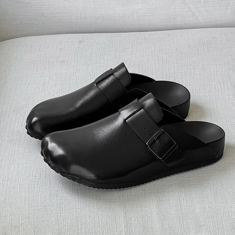 SOBB Rubber Sole Abrasion Resistant Slip Resistant Closed Toe Slippers Men's Black-1