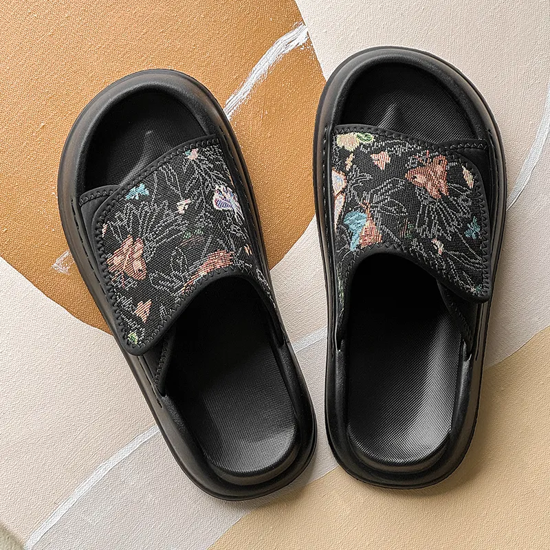 SOBB Rubber Foam Outsole Slip Resistant Abrasion Resistant Cushioning Slide Slippers Men's Black-1