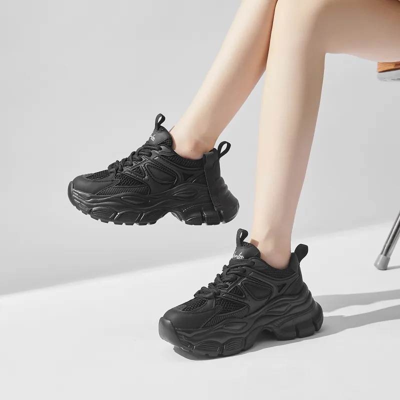 SOBB Cushioned Wear-Resistant Breathable Moisture-Wicking Low-Top Chunky Sneakers 4cm Women's-2