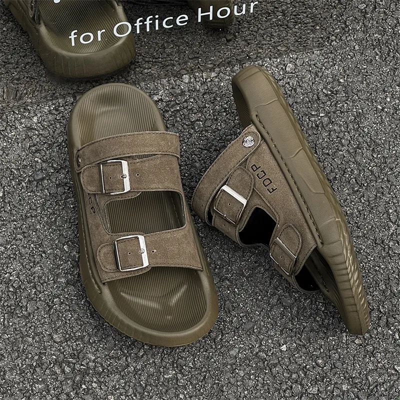 SOBB Beach Sandals Men Beige/Olive Green-10