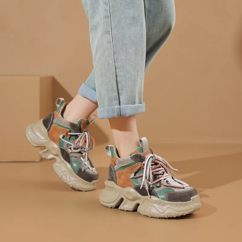 SOBB Cushioned Anti-Slip Wear-Resistant Waterproof And Breathable Mid-Top Casual Shoes 7cm Women's-5