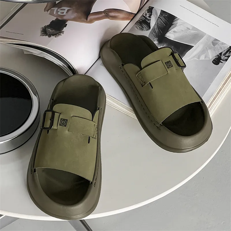 SOBB Rubber Sole Abrasion Resistant Cushioning Slide Slippers Men's-20