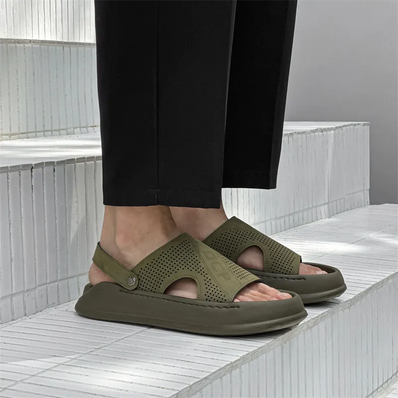 SOBB Beach Sandals Men Gray/Olive Green/Black-9