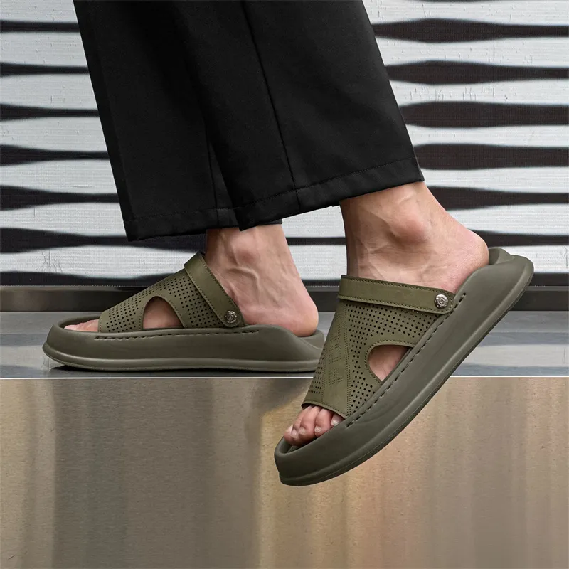 SOBB Beach Sandals Men Gray/Olive Green/Black-10