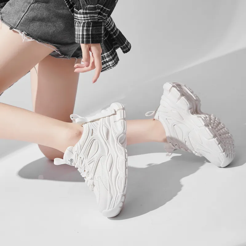 SOBB Cushioned Wear-Resistant Breathable Moisture-Wicking Low-Top Chunky Sneakers 4cm Women's-15