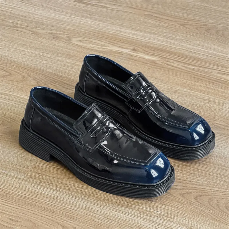 SOBB Loafers Men Black/Red/Brown/Green/Patent Leather/Blue/Purple/Charcoal Black/Gray-32