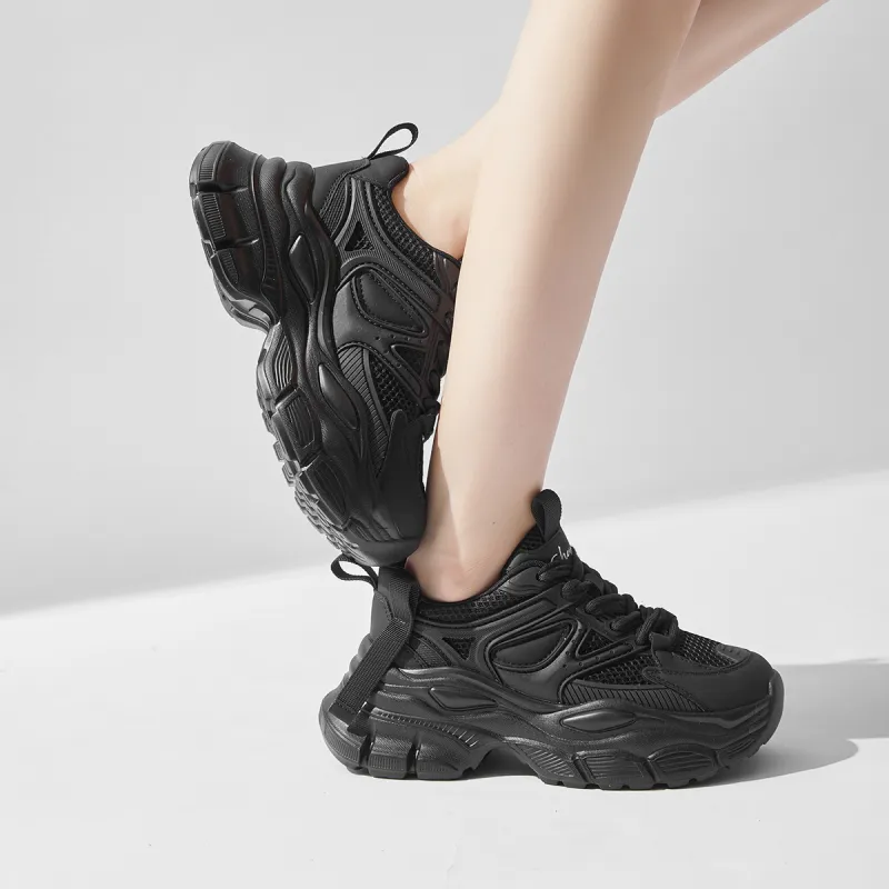 SOBB Cushioned Wear-Resistant Breathable Moisture-Wicking Low-Top Chunky Sneakers 4cm Women's-6