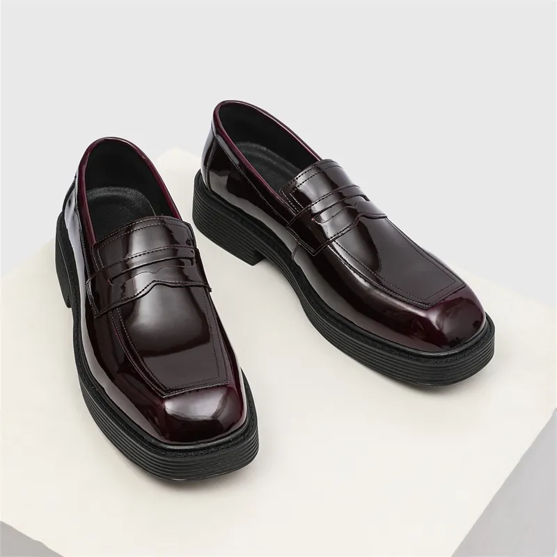 SOBB Loafers Men Black/Red/Brown/Green/Patent Leather/Blue/Purple/Charcoal Black/Gray-41