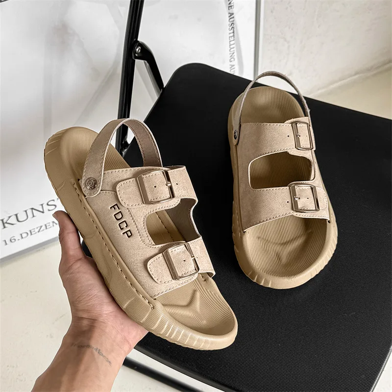 SOBB Beach Sandals Men Beige/Olive Green-5
