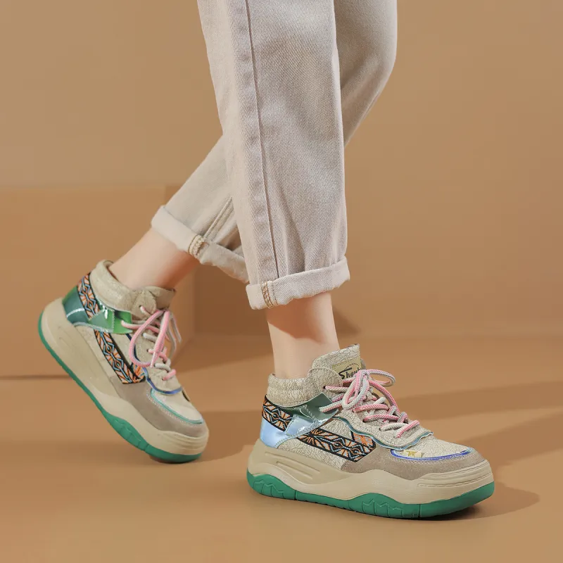 SOBB Cushioning, Slip Resistant, Abrasion Resistant, Waterproof, And Breathable High Top Casual Shoes 5cm Women's-8