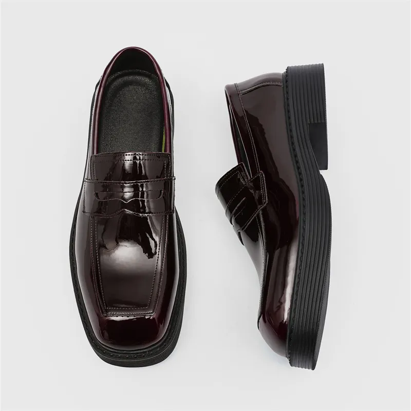 SOBB Loafers Men Black/Red/Brown/Green/Patent Leather/Blue/Purple/Charcoal Black/Gray-40