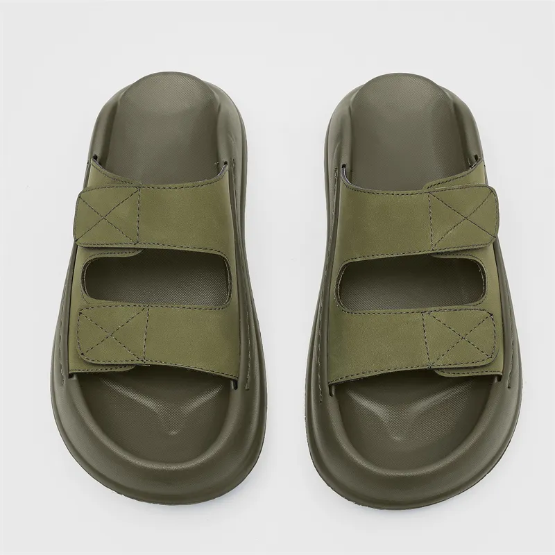 SOBB Slip Resistant Abrasion Resistant Cushioning Slide Slippers Men's Olive Green-2