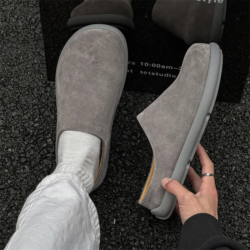 SOBB Rubber Sole Abrasion Resistant Slip Resistant Closed Toe Slippers Men's Gray-5