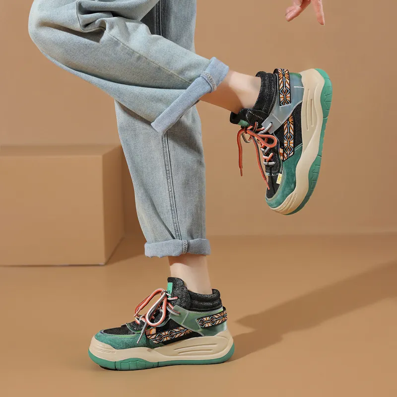 SOBB Cushioning, Slip Resistant, Abrasion Resistant, Waterproof, And Breathable High Top Casual Shoes 5cm Women's-2