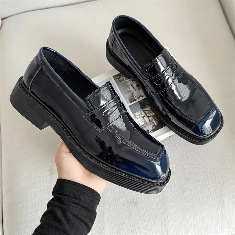 SOBB Loafers Men Black/Red/Brown/Green/Patent Leather/Blue/Purple/Charcoal Black/Gray-35