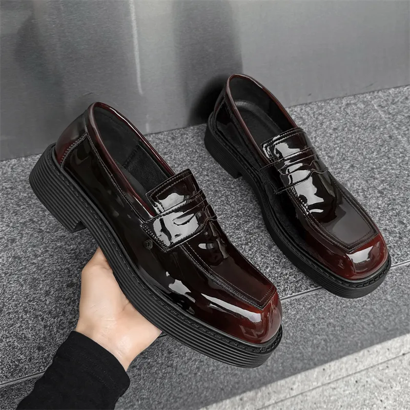 SOBB Loafers Men Black/Red/Brown/Green/Patent Leather/Blue/Purple/Charcoal Black/Gray-9