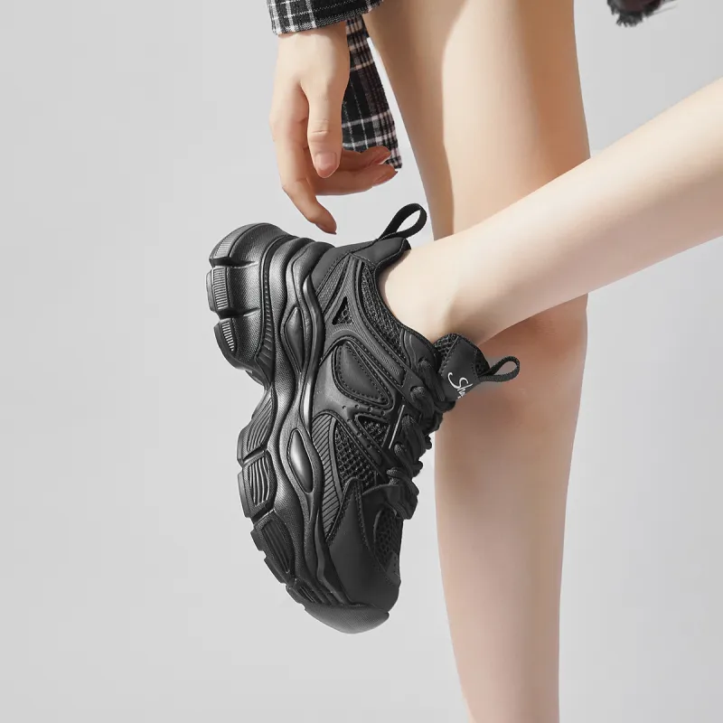SOBB Cushioned Wear-Resistant Breathable Moisture-Wicking Low-Top Chunky Sneakers 4cm Women's-8