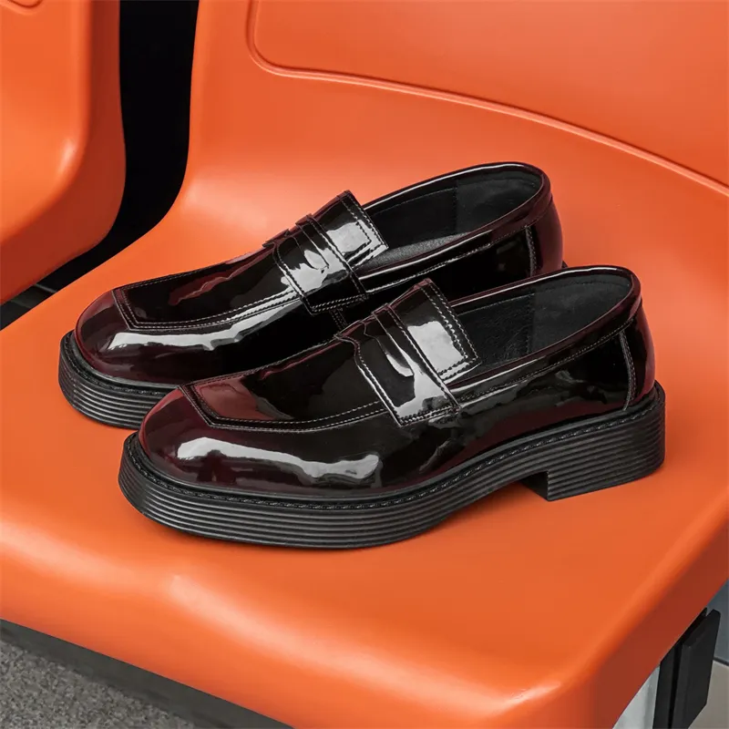 SOBB Loafers Men Black/Red/Brown/Green/Patent Leather/Blue/Purple/Charcoal Black/Gray-7