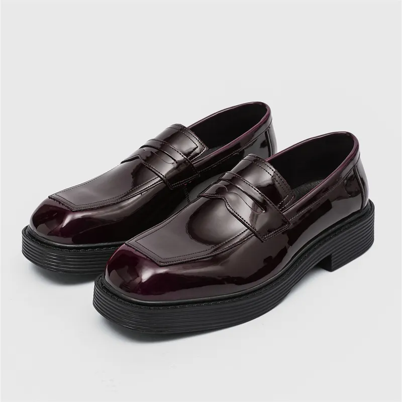 SOBB Loafers Men Black/Red/Brown/Green/Patent Leather/Blue/Purple/Charcoal Black/Gray-37
