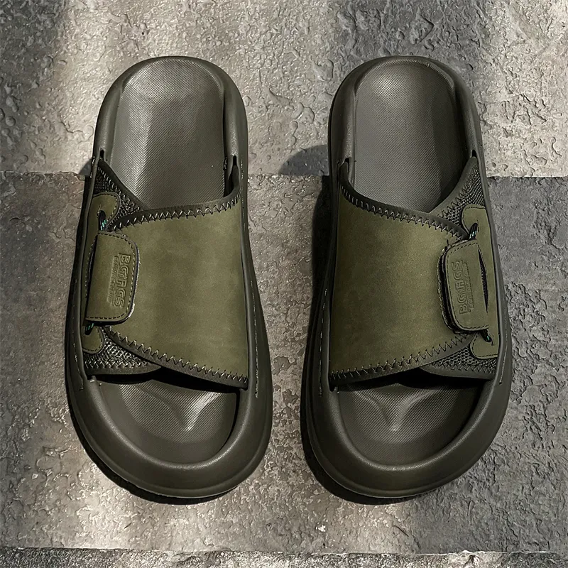 SOBB PU Polyurethane Slip Resistant Abrasion Resistant Cushioning Slide Slippers Men's-3
