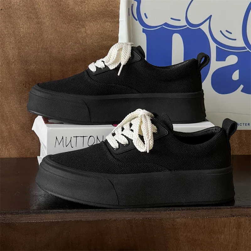 SOBB Waterproof Height Increase Low Top Skateboard Shoes Unisex Black-11