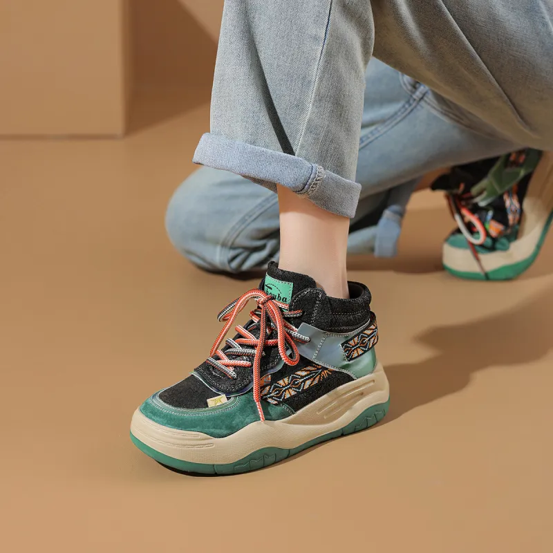 SOBB Cushioning, Slip Resistant, Abrasion Resistant, Waterproof, And Breathable High Top Casual Shoes 5cm Women's-1