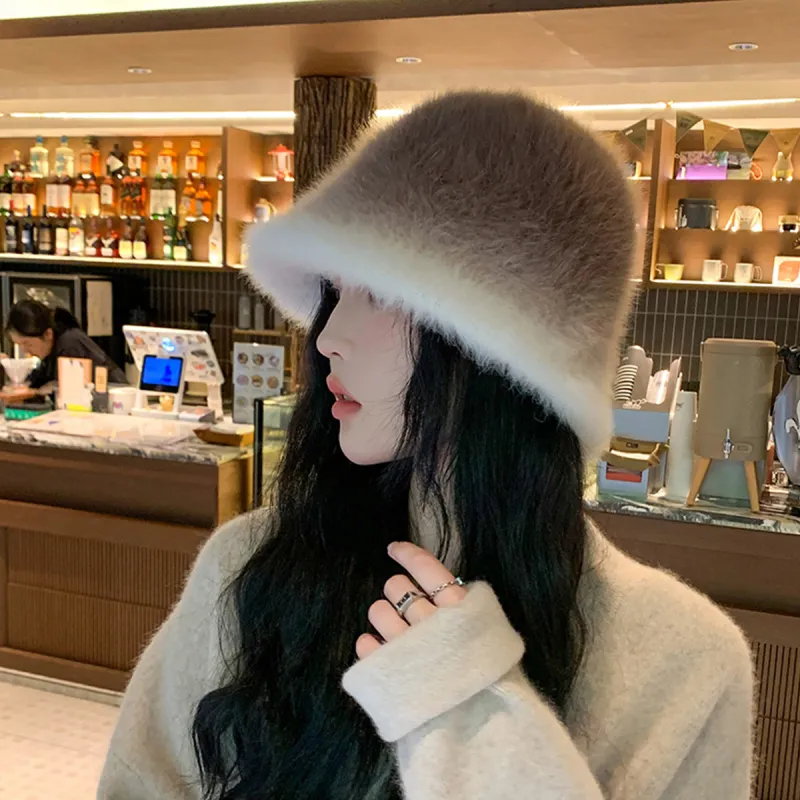SMILING SHARK Rabbit Fur Blend Bucket Hats Women's-7