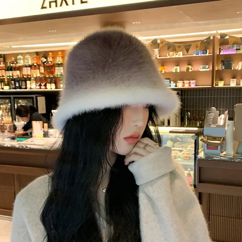 SMILING SHARK Rabbit Fur Blend Bucket Hats Women's-6