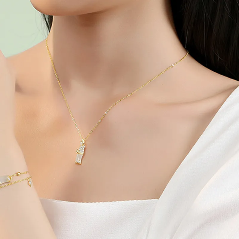 CHIMERA Hetian Jade Necklaces Pale Greenish White Jade Women's-3