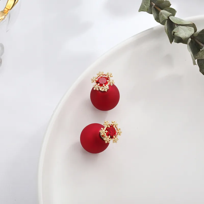 CHIMERA Alloy Stud Earrings Women's Red-1